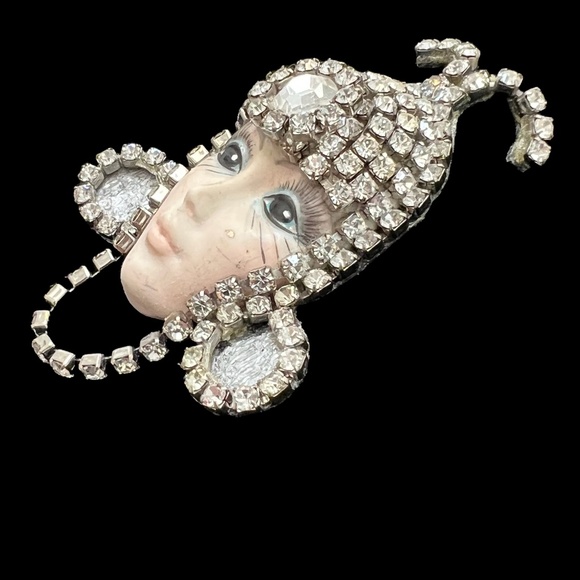 VINTAGE FLAPPER ART DECO CRYSTAL RHINESTONE BROOCH - Picture 7 of 16